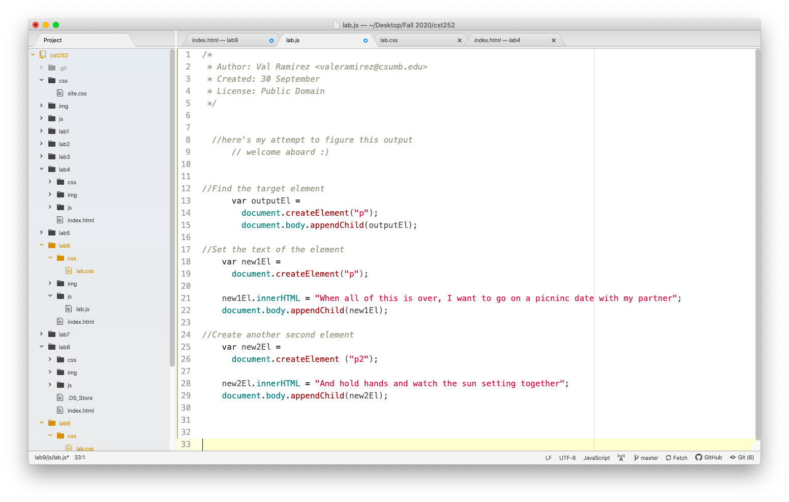 lab outline screenshot
